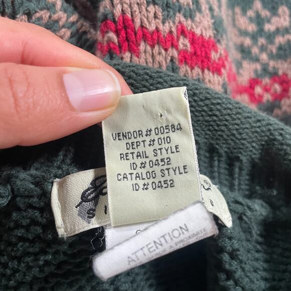 Vintage Eddie Bauer Sweater Women Large Red Nordic Fair Isle Roll Neck Holiday - Picture 12 of 15